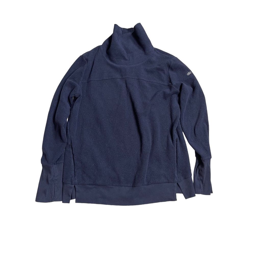 Alo Yoga Women's Navy Blue Warmth Cover-Up Turtleneck Sweatshirt Size Large